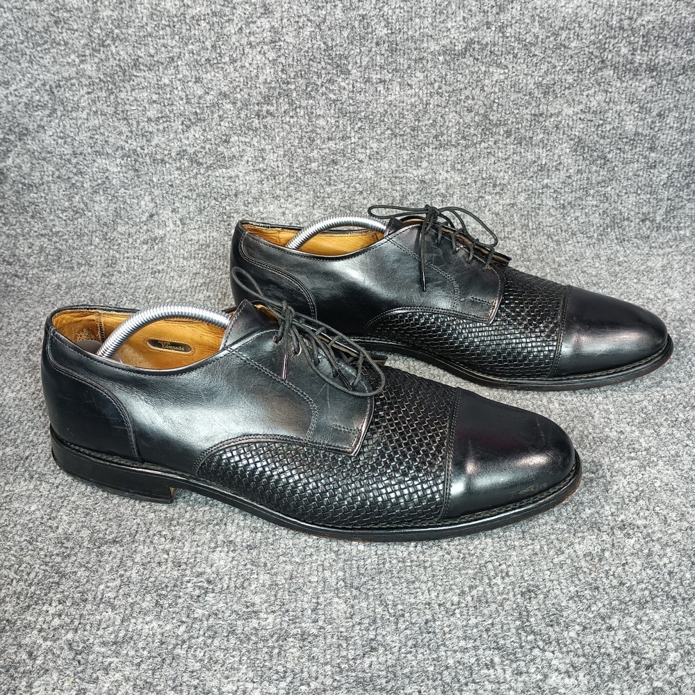 Allen Edmonds Lauderdale Oxford Shoes Men Size 11 D Black Cap Toe Woven Leather
